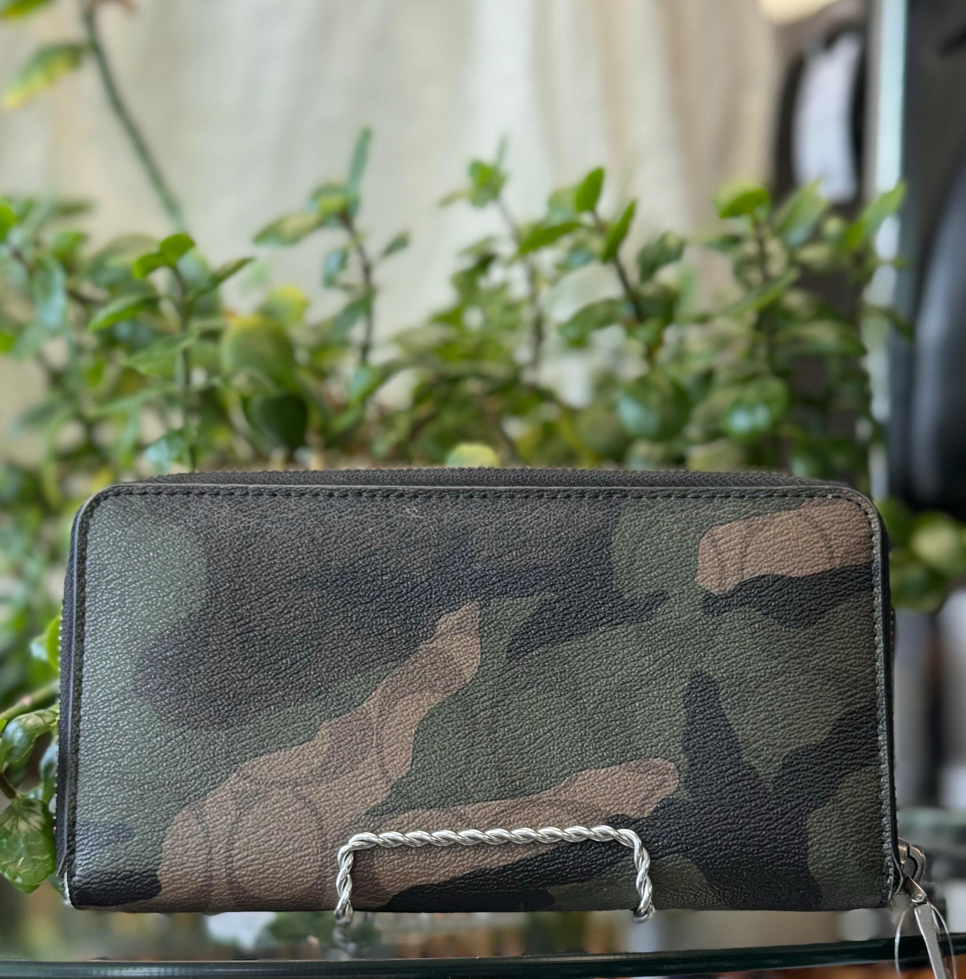 COACH Camo Leather Unisex Zip Around Wallet