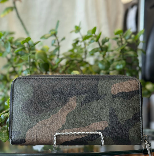 COACH Camo Leather Unisex Zip Around Wallet