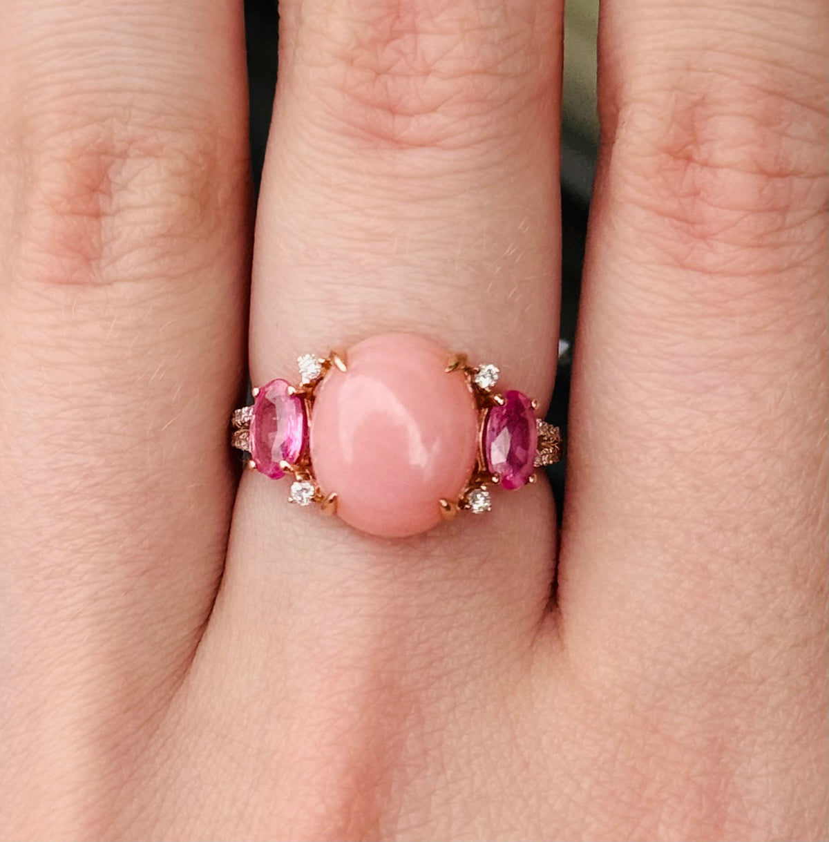 EFFY 14K Gold Pink Sapphire & Diamond Ring Sz. 7