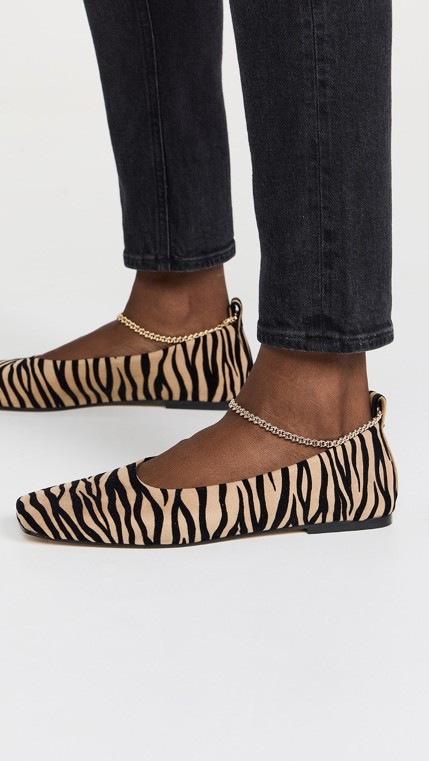 MARIA LUCA Augusta Ballerina Velvet Zebra Ankle Flats Sz. 40 / 9