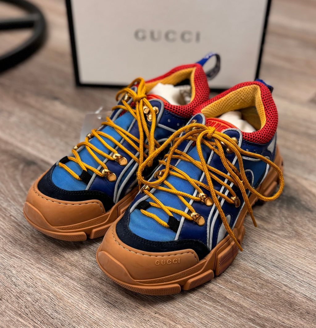 GUCCI Multi Flashtrek Sega Suede Mesh Leather Sneakers Sz. 6.5 M/8.5W