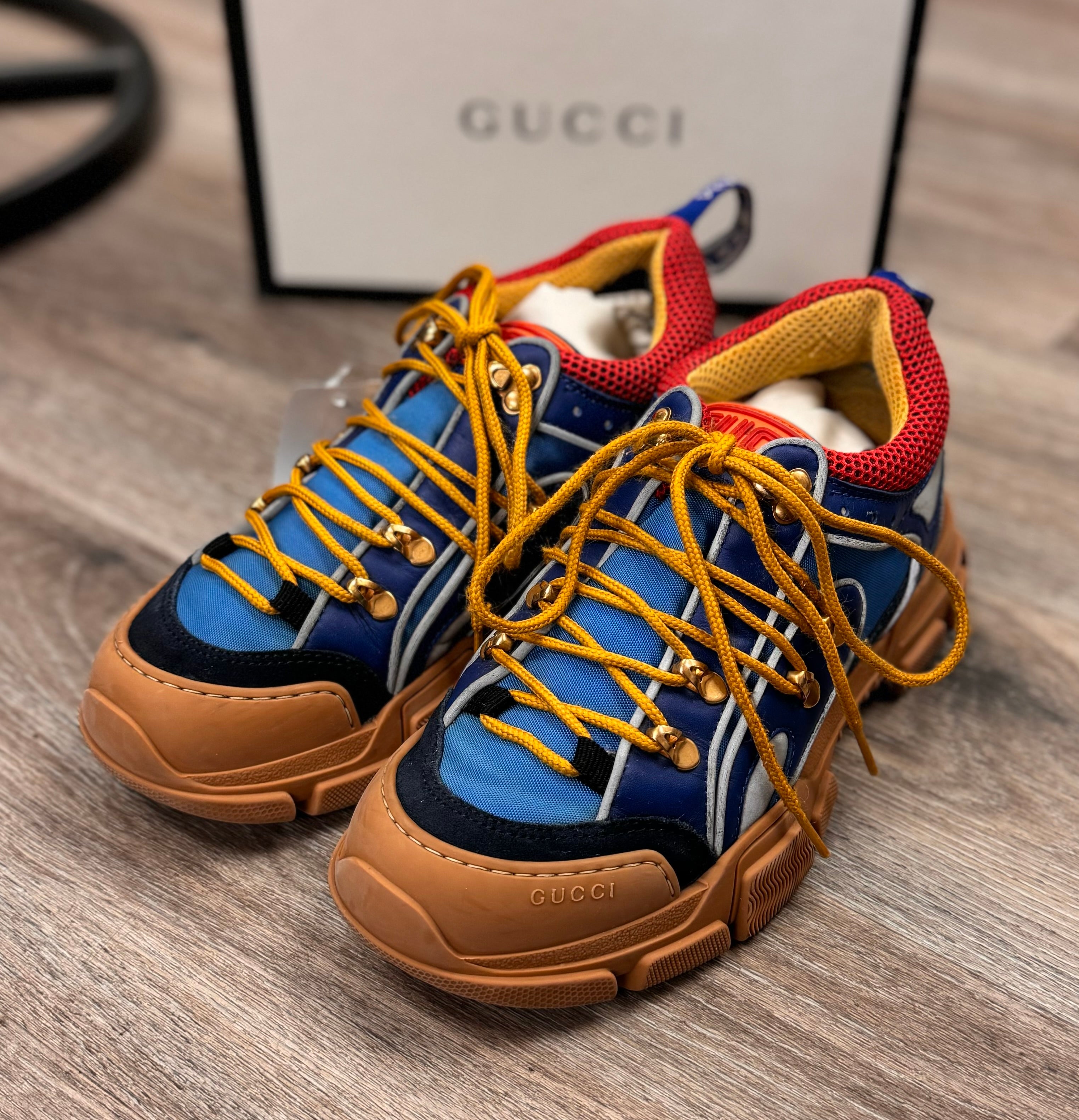 GUCCI Multi Flashtrek Sega Suede Mesh Leather Sneakers Sz. 6.5 M/8.5W