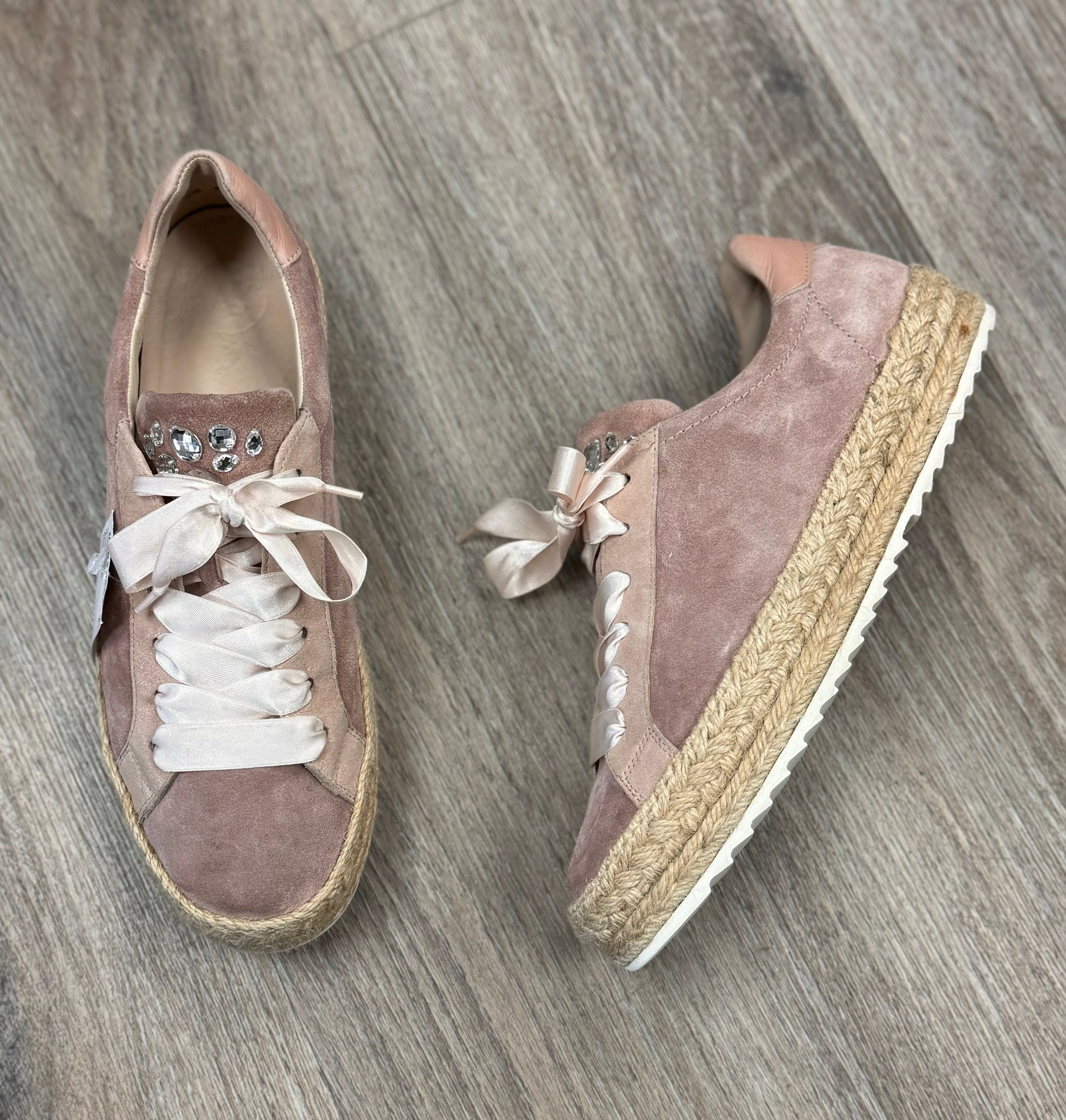 paul green Pink Suede Espadrille Jewel Sneakers Sz. 9