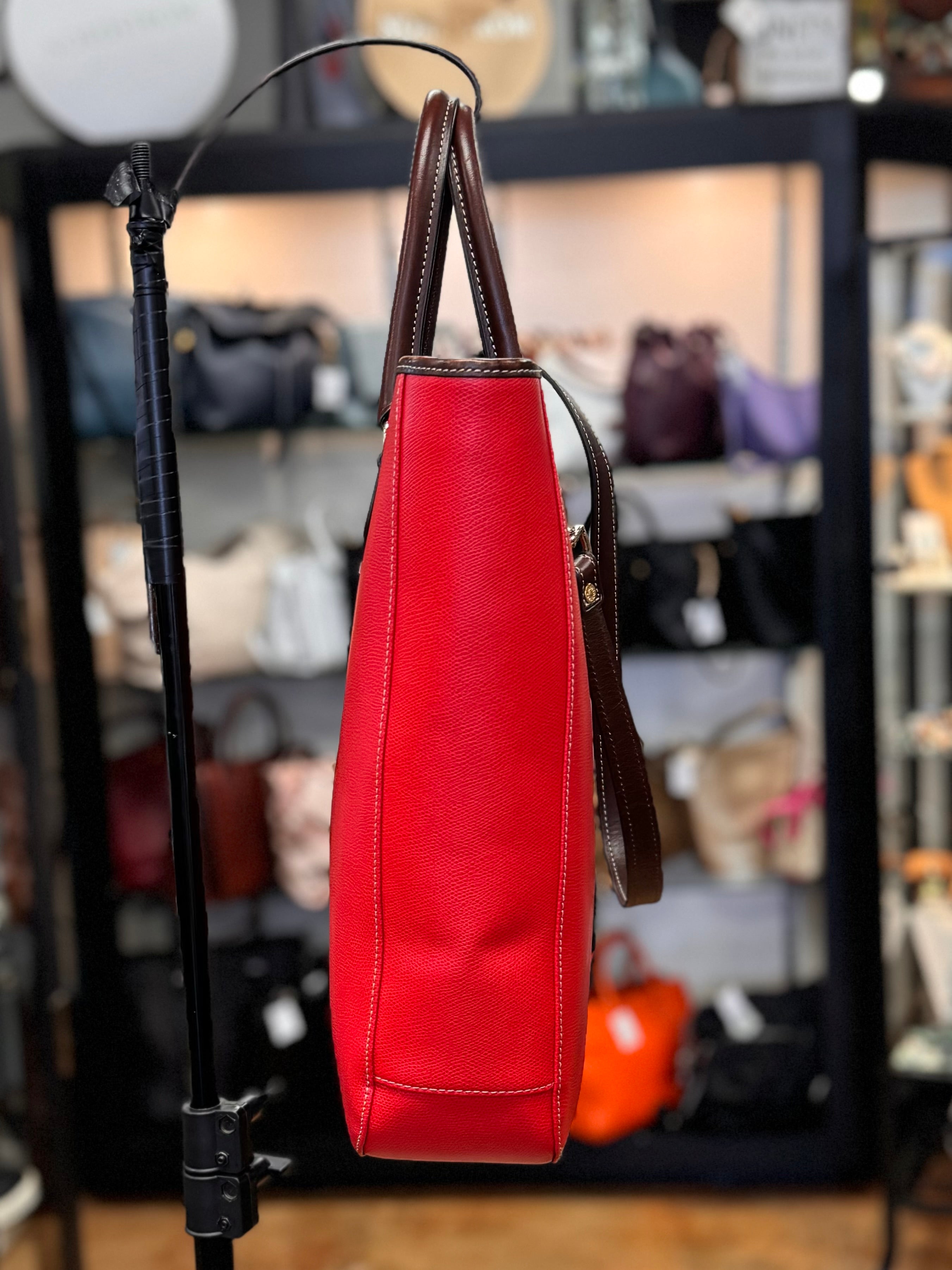 DOONEY & BOURKE Red Leather Claremondt Editors Tote