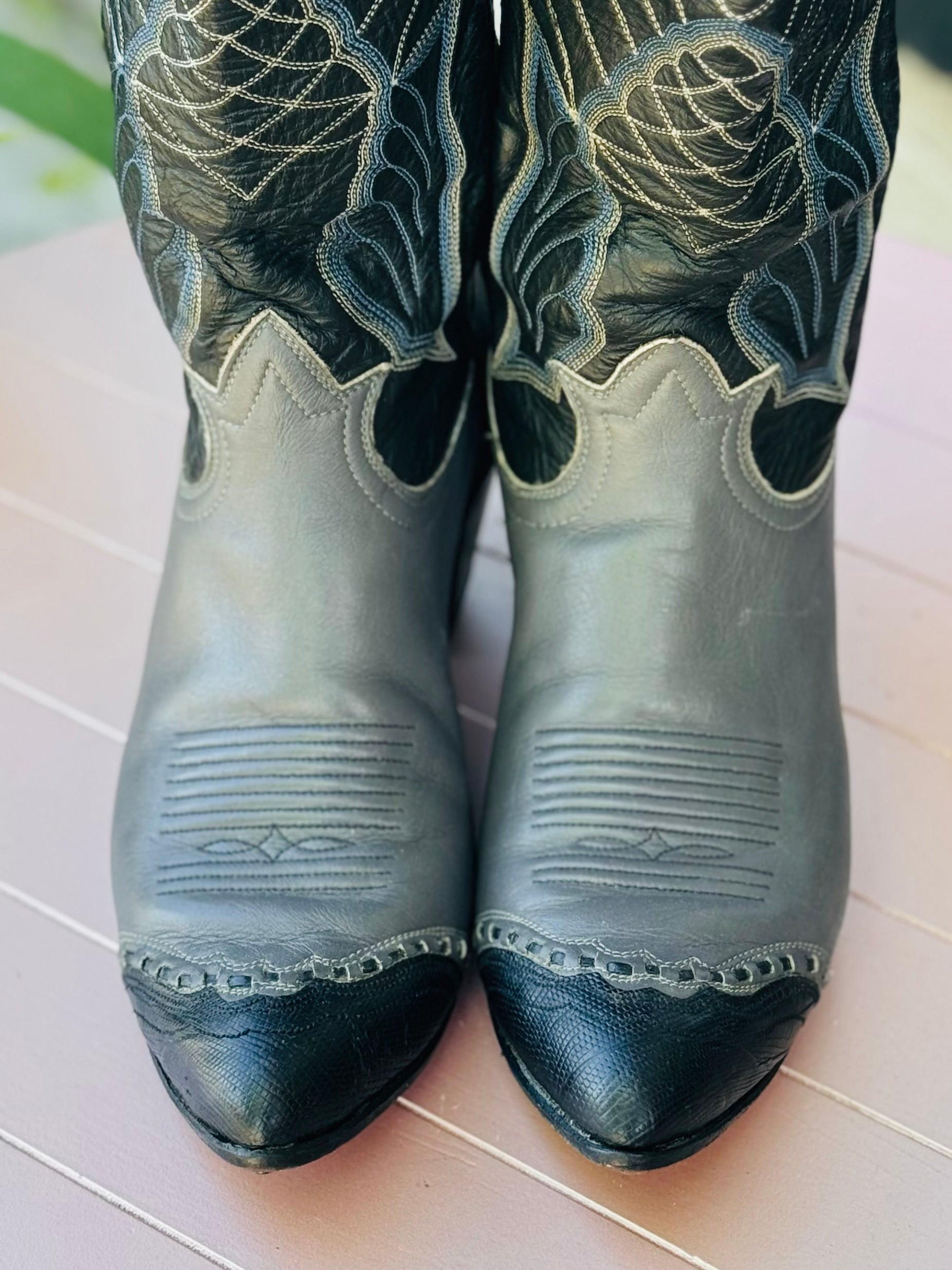 Tony Lama Black Leather Areli Western Boots Sz. 7 1/2