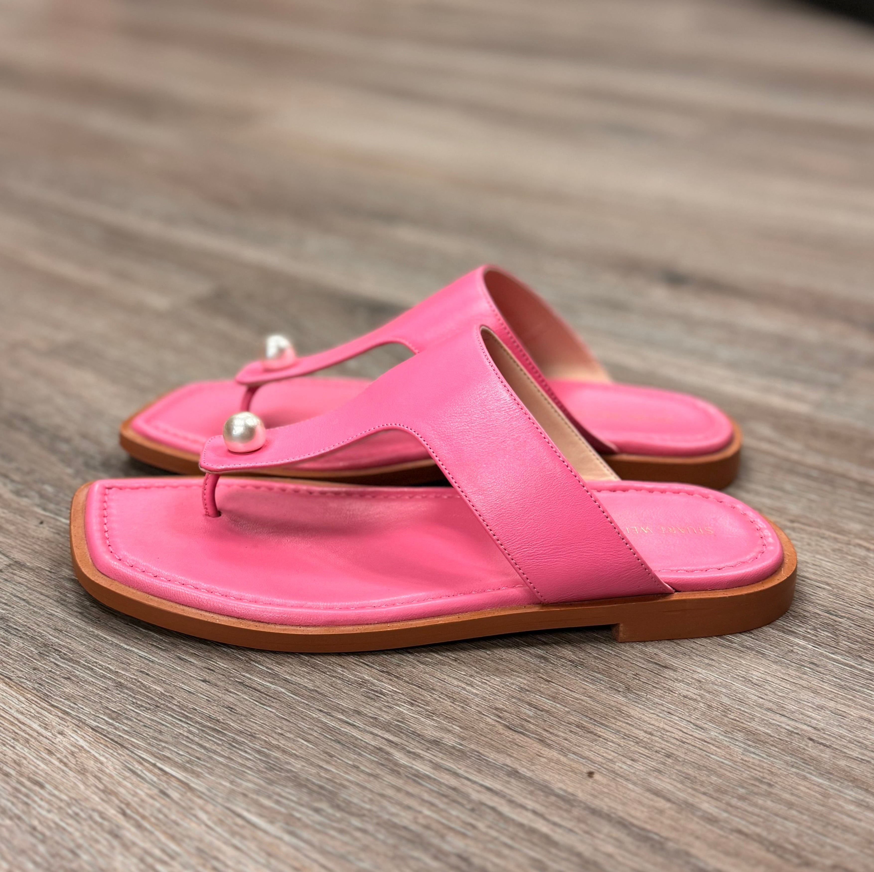 STUART WEITZMAN Pink Pearl Goldie Thong Sandal Sz. 7 1/2
