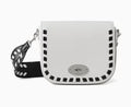 MULBERRY White & Black Leather Darley Small Satchel Crossbody Turn Lock Bag
