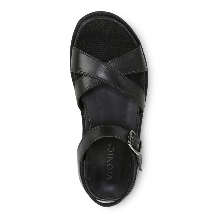 VIONIC Black Leather Espadrille Ankle Strap Sandals Sz. 9 1/2 w/Box!