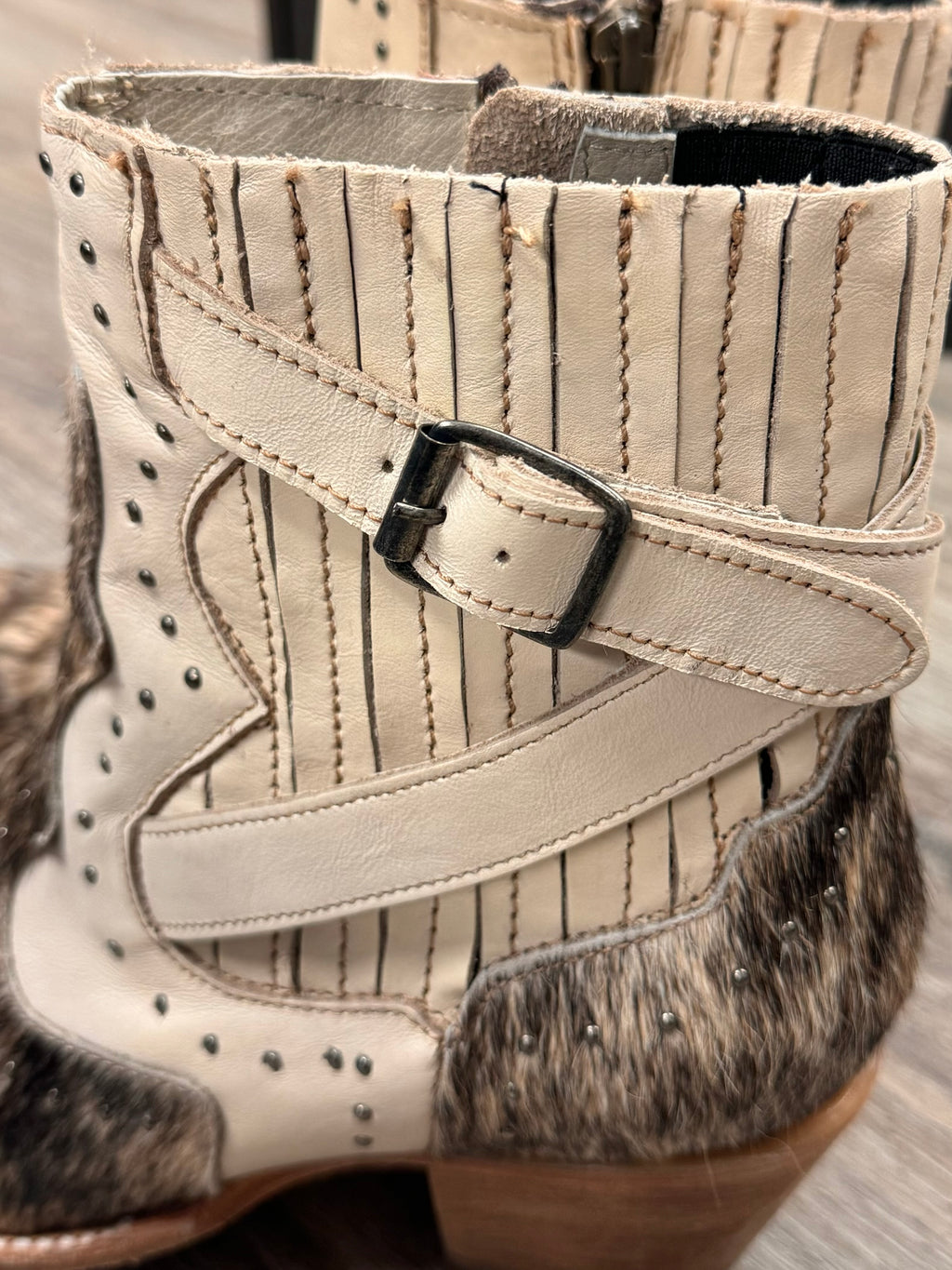 SOLD! FREEBIRD Morgan Leather Pony Hair Studded Ankle Boots Sz. 9 w/Box!