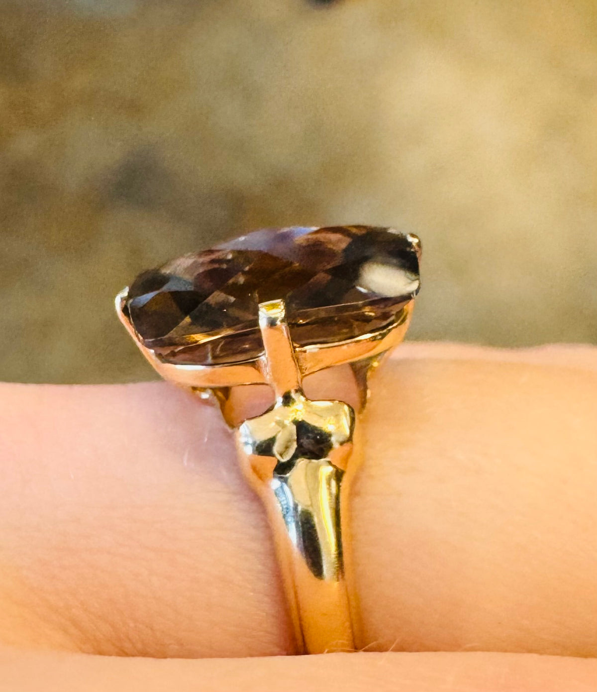 CLYDE DUNEIER 14k Gold & Smoky Quartz Ring Sz. 7