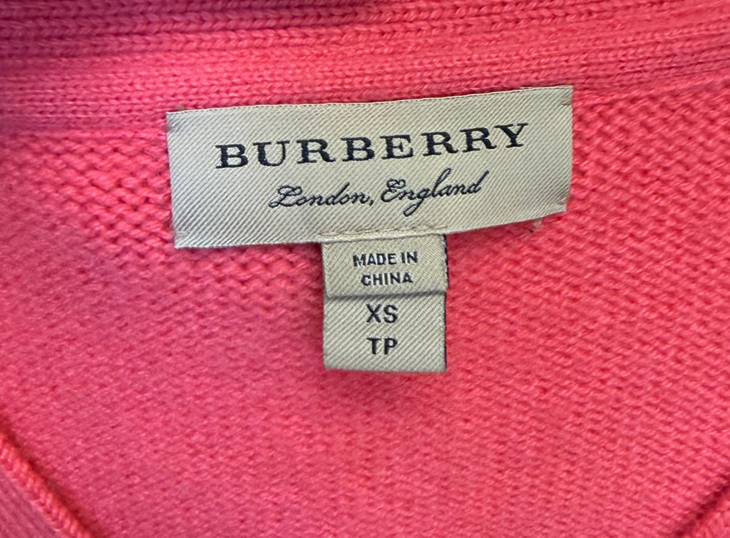 BURBERRY London England V-Neck Cardigan 100% Cashmere Small-P.