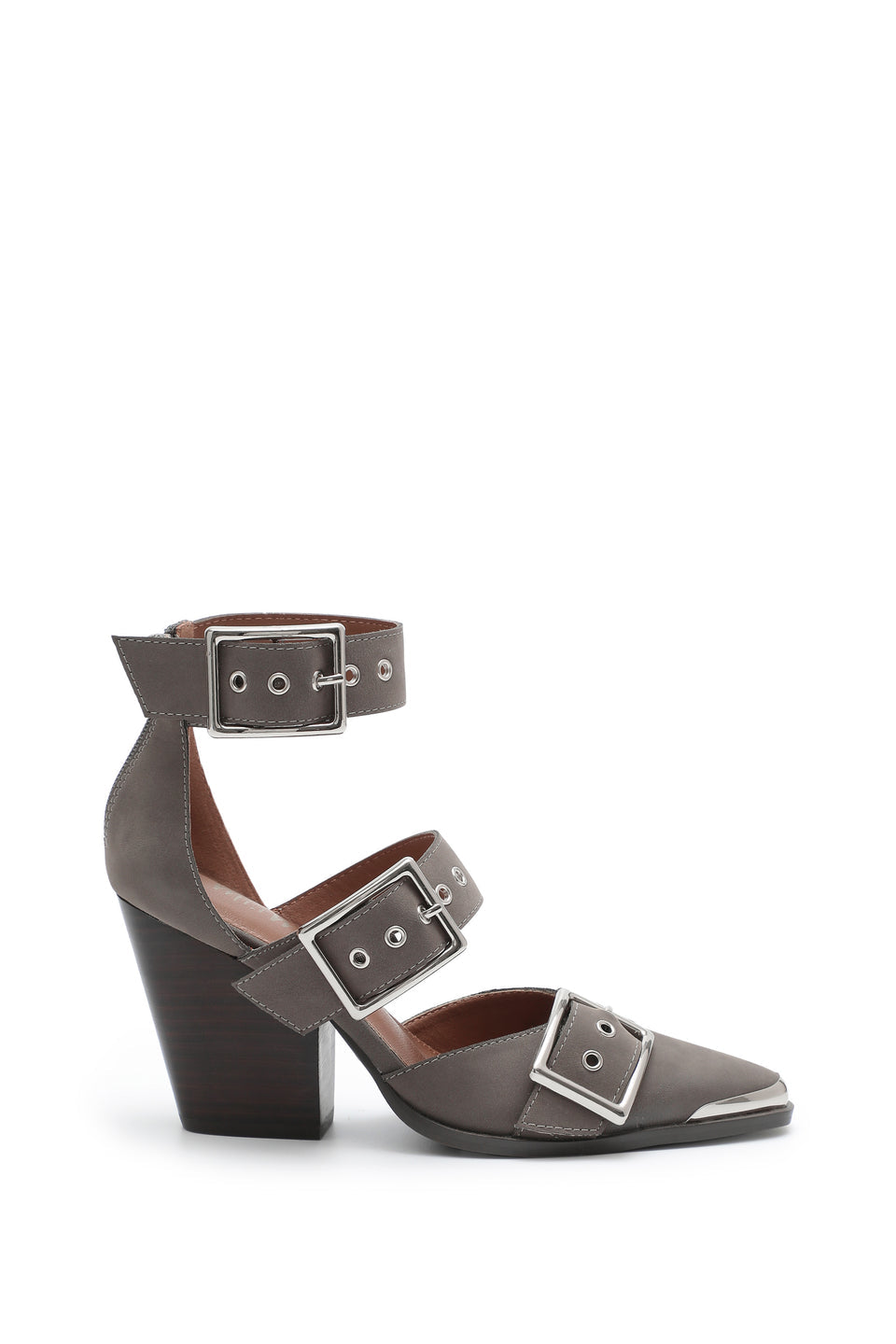 mi.im Grey Hendrix Leather Pointed Toe Ankle Heels Sz. 7