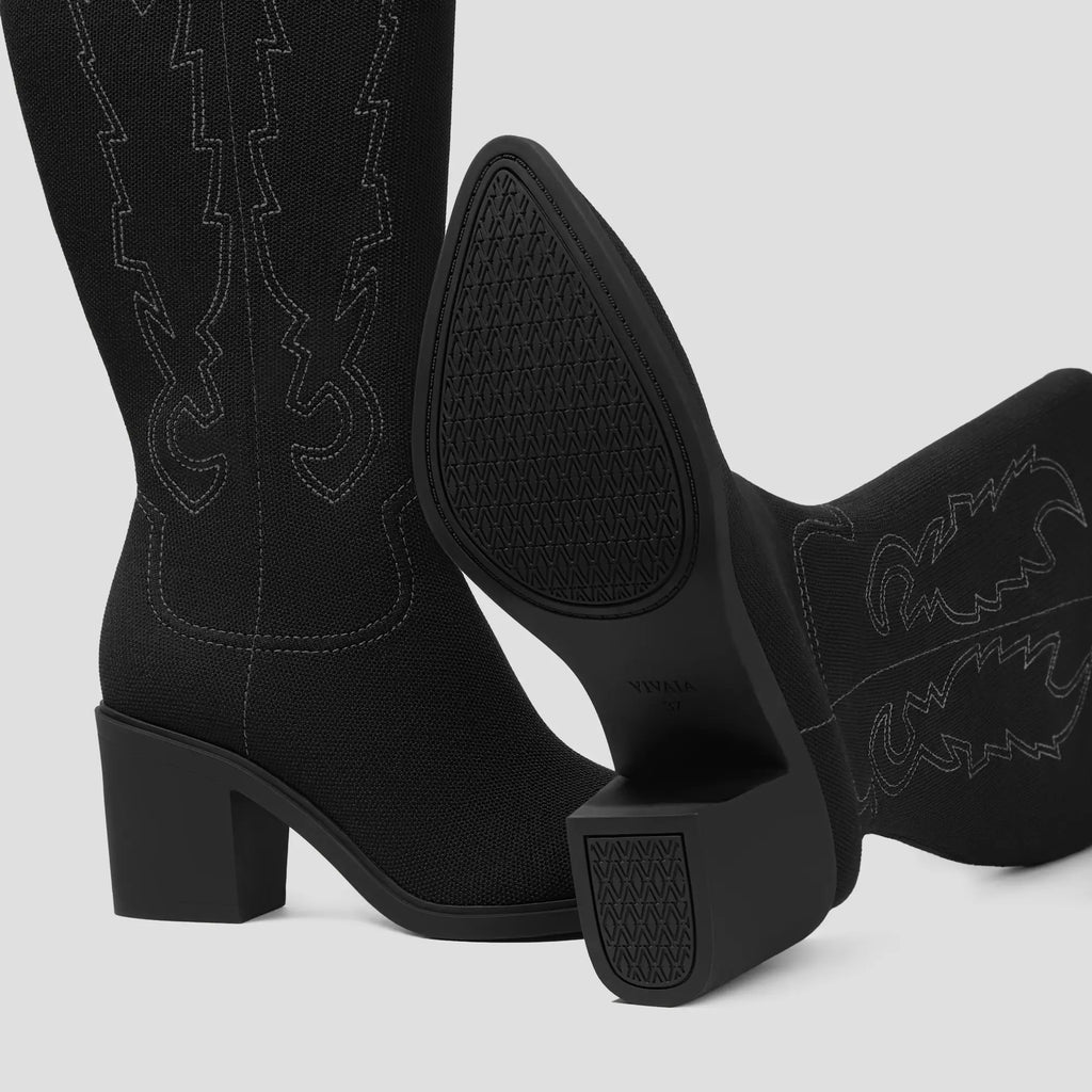 VIVAIA Willow Black Embroidered Western Boots (New w/box) Sz. 8 1/2