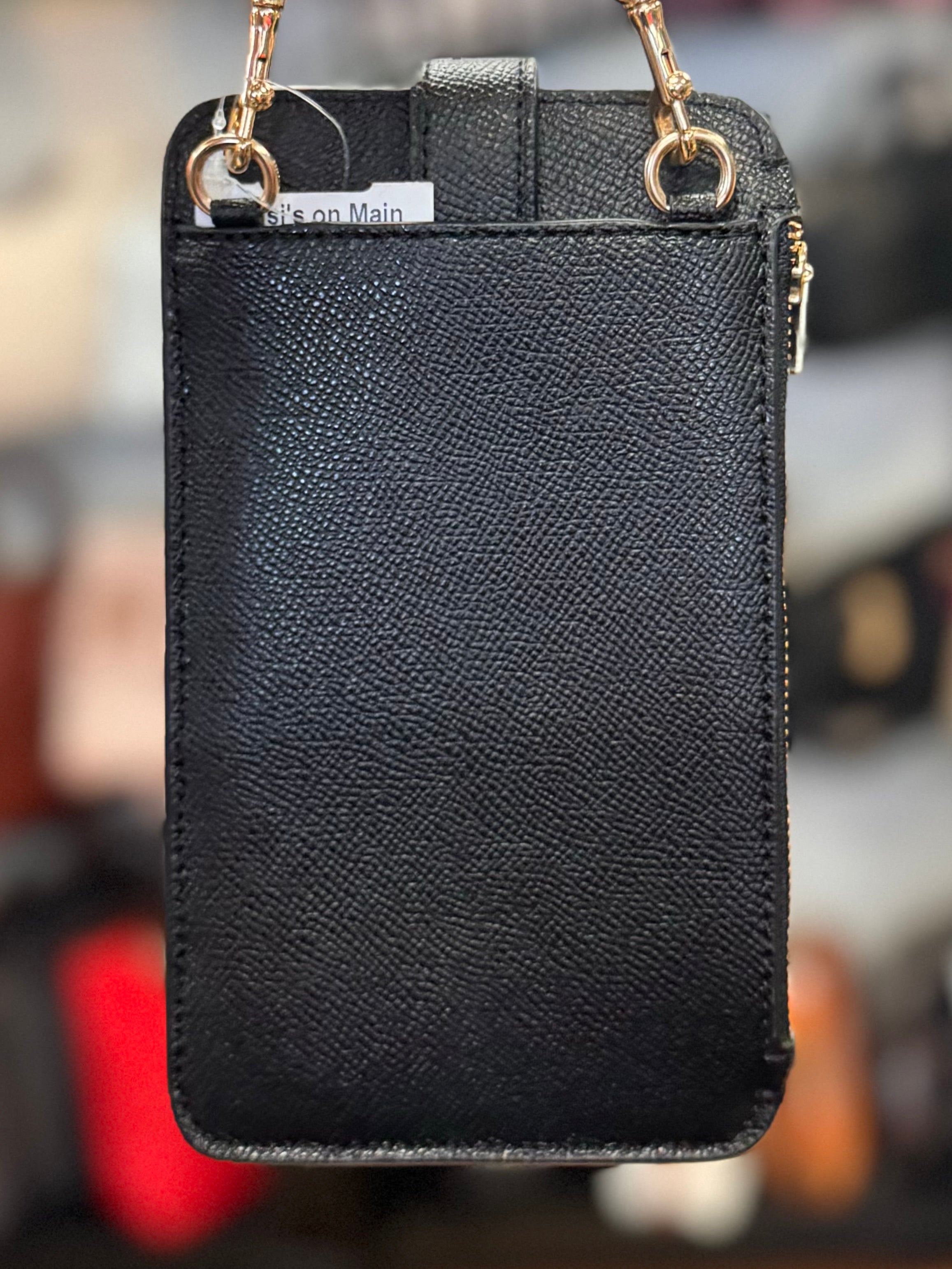 SOLD! COACH Black Leather North South Phone Crossbody