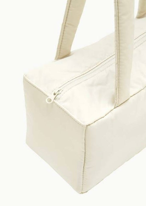 AMOMENTO Cream Nylon Padded Square Shoulder Bag