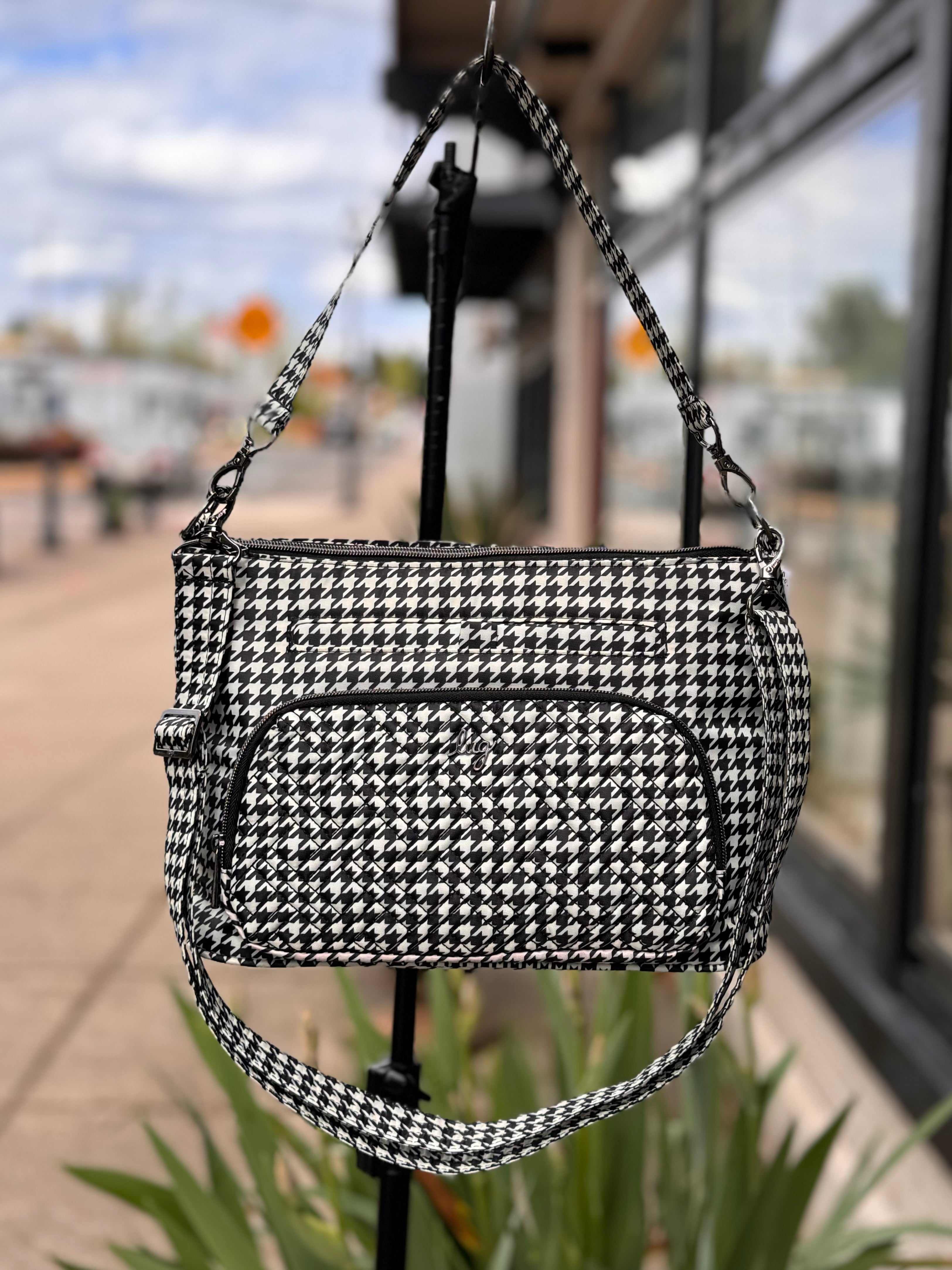 lug Black & White Houndstooth Nylon Convertible Bag