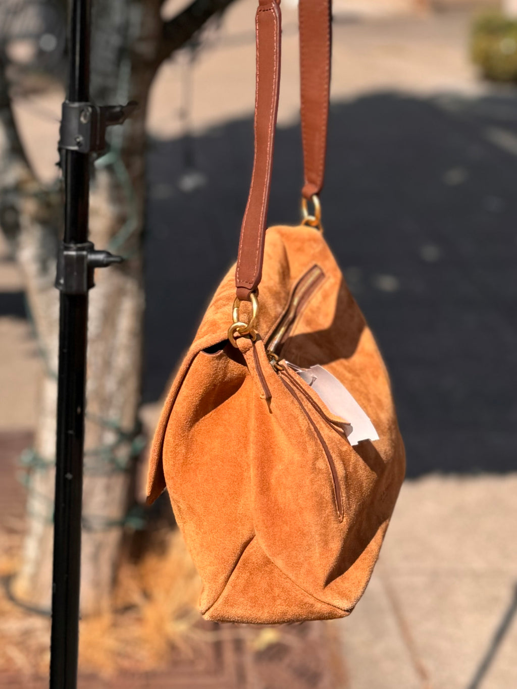 rag & bone Tan Suede Blake Convertible Flap Handbag