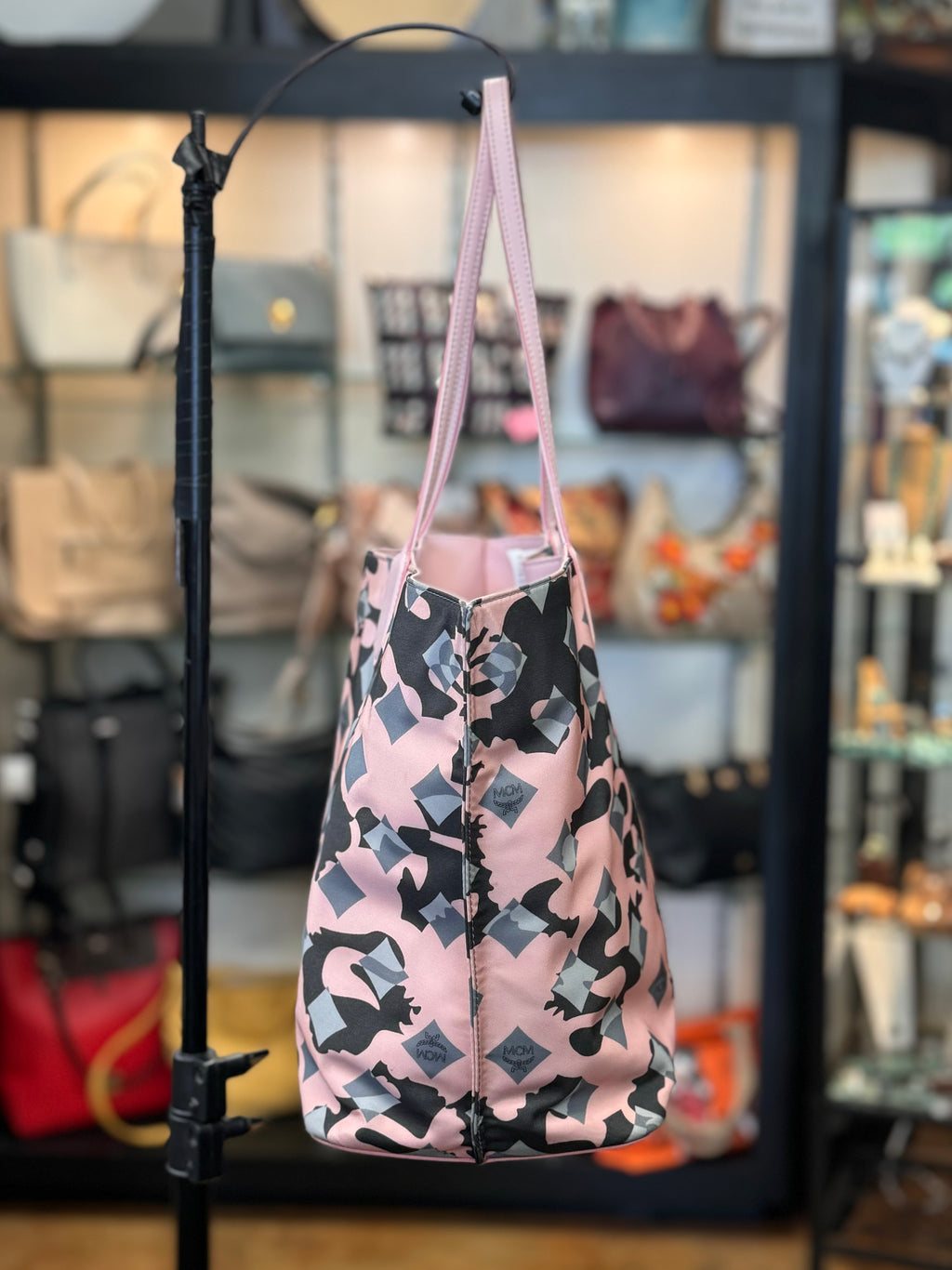 MCM Blush Pink Limited Edition Anya Tote Nylon & Leather Tote