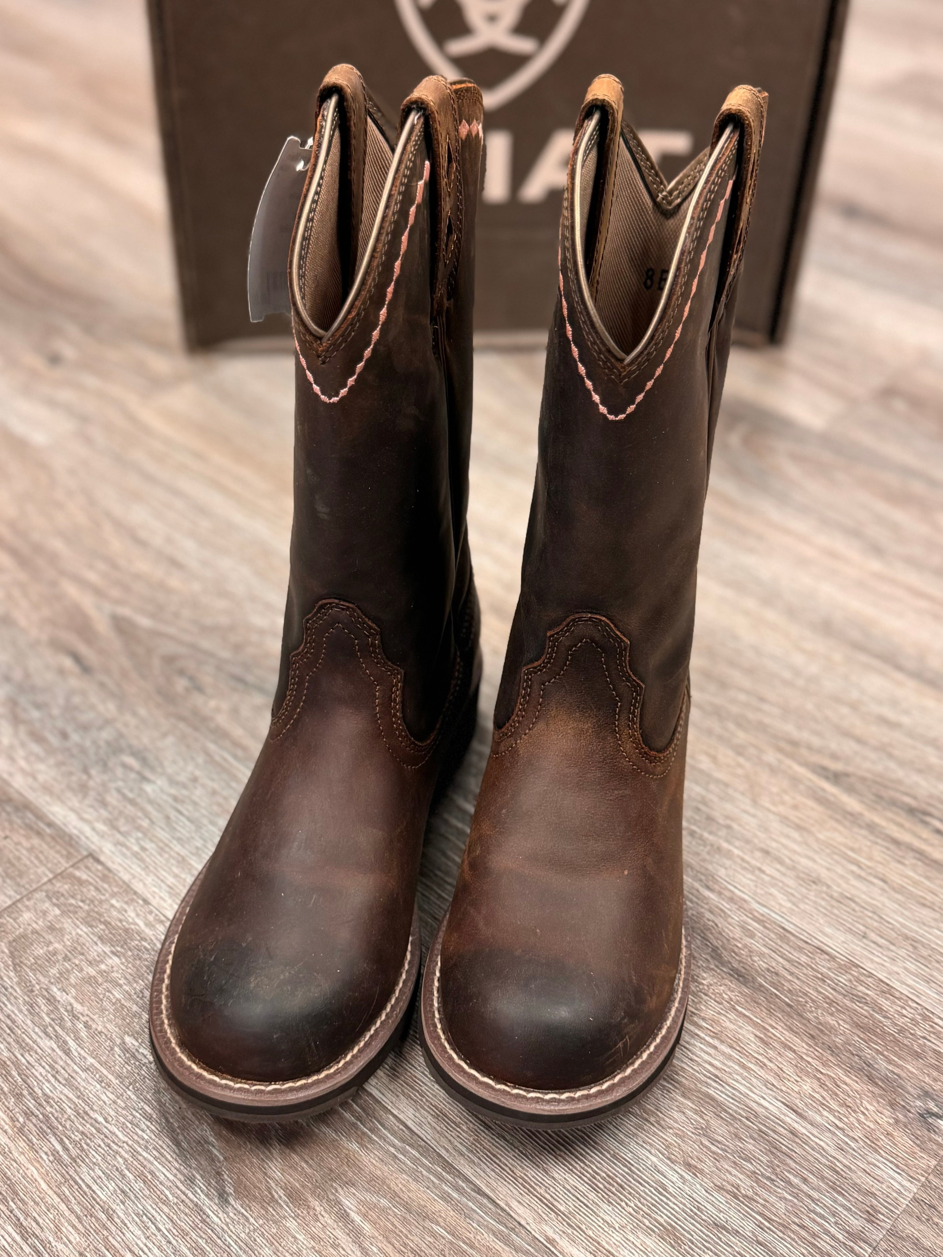 ARIAT Brown Leather Unbridled Roper Western Boots Sz. 8