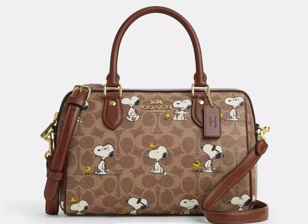 SOLD! COACH x Peanuts Rowan Satchel Signature Canvas Snoopy Bag NEW!