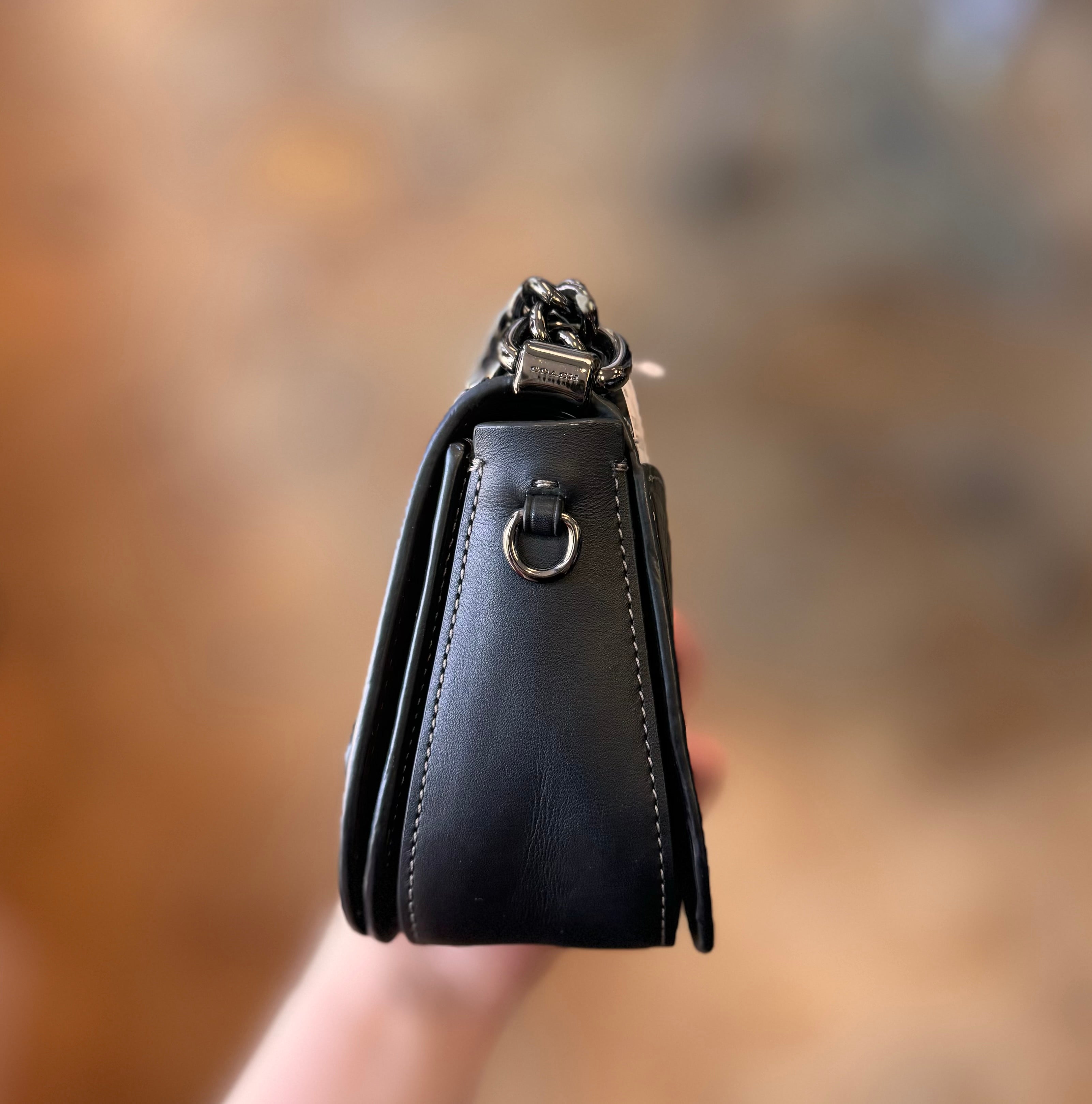 COACH 1941 Swagger Black Tea Rose Tooling Shoulder Bag