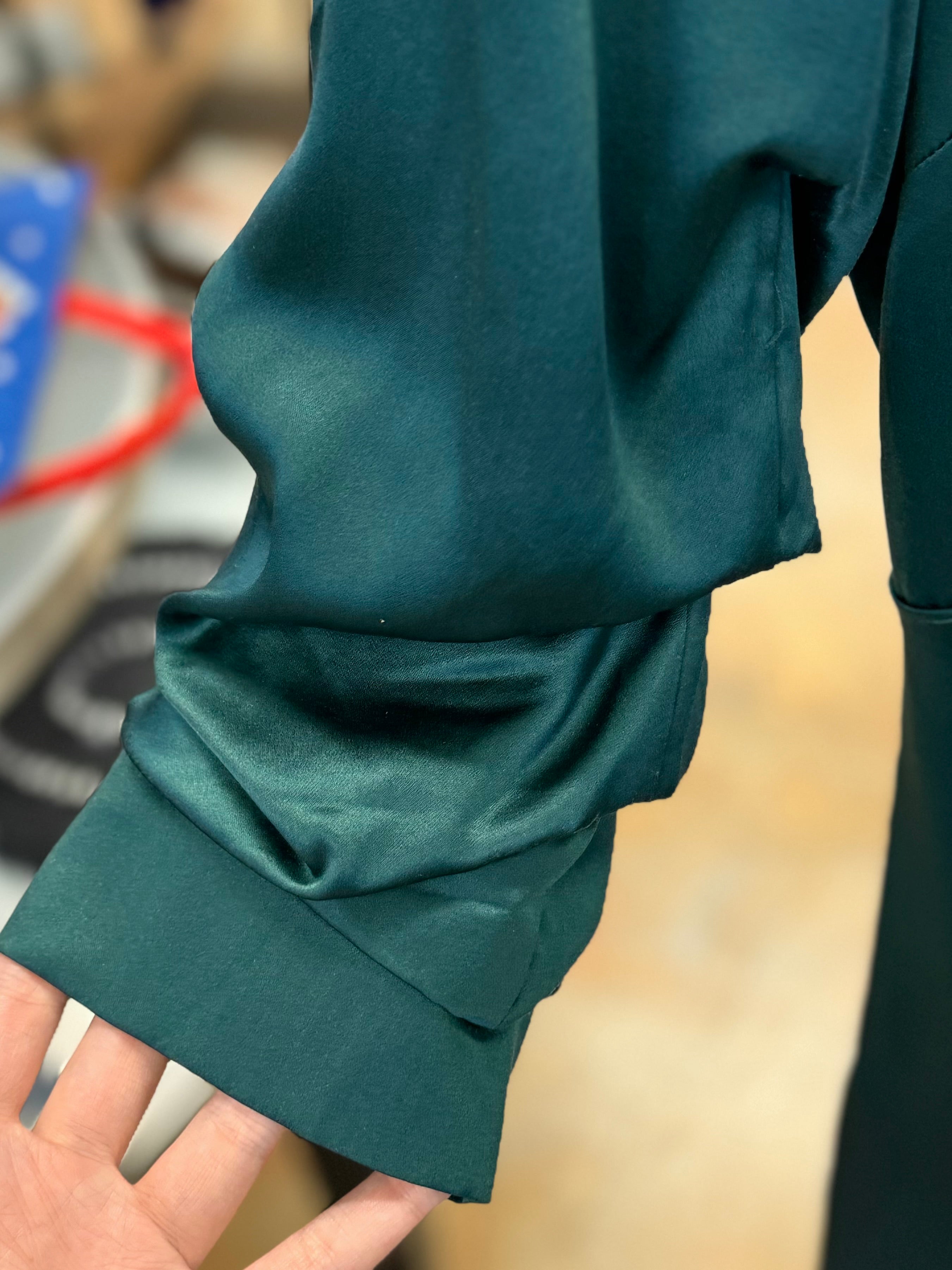 cinq a sept Green Silk Belted Jacey Button Up Dress Sz. 4