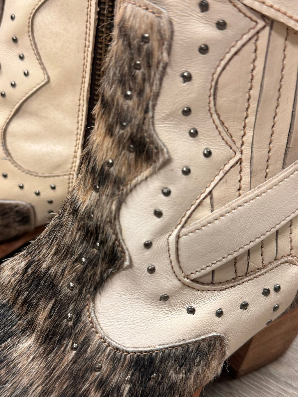 SOLD! FREEBIRD Morgan Leather Pony Hair Studded Ankle Boots Sz. 9 w/Box!