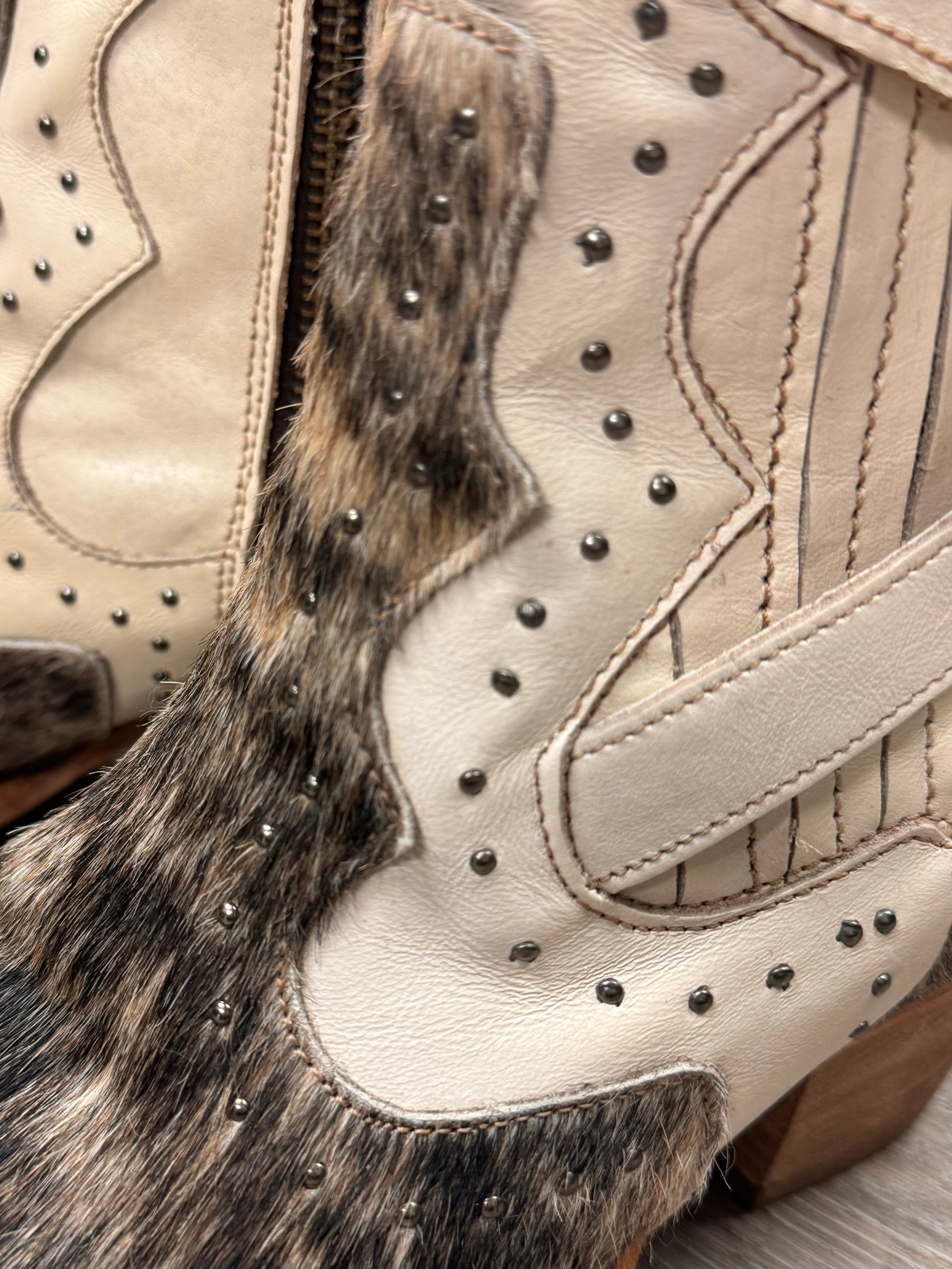 SOLD! FREEBIRD Morgan Leather Pony Hair Studded Ankle Boots Sz. 9 w/Box!