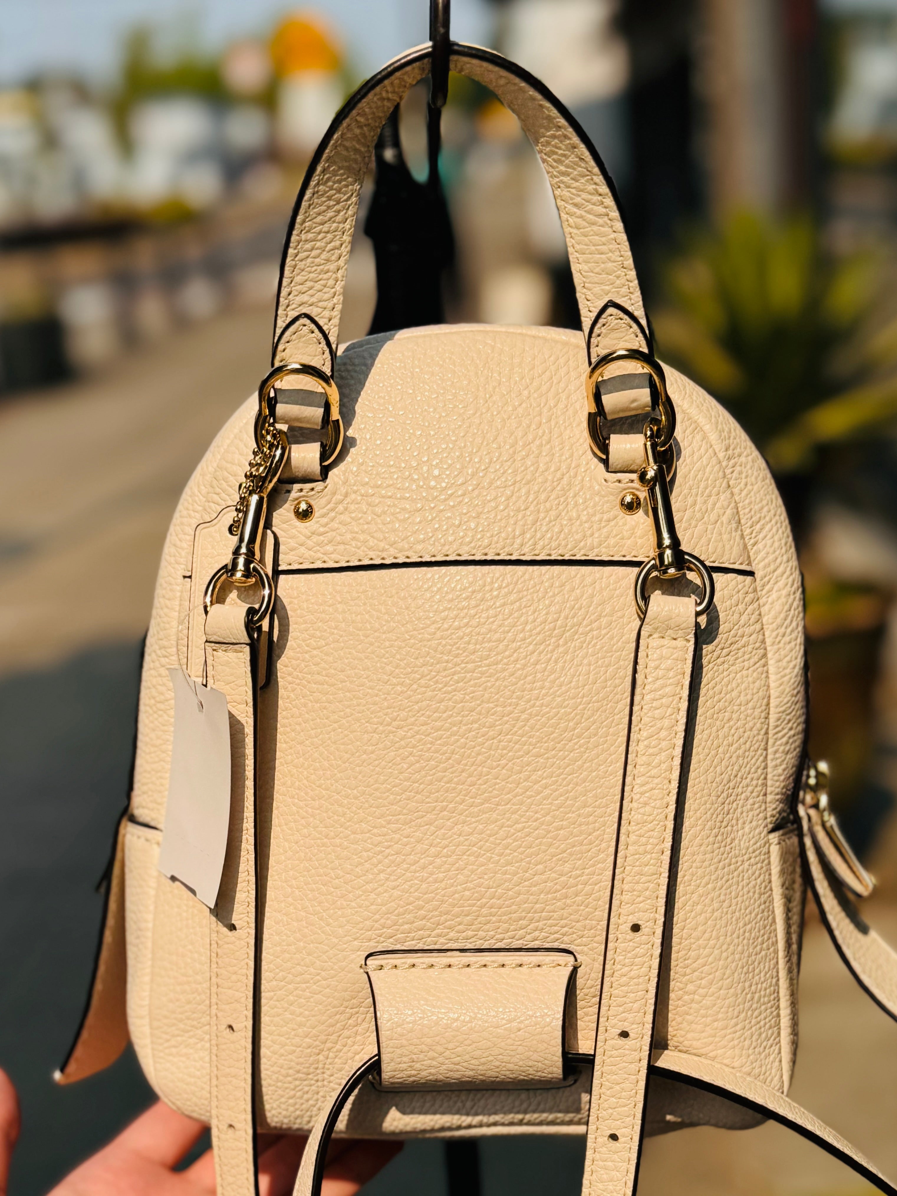 COACH Cream Leather Mini Andi Backpack