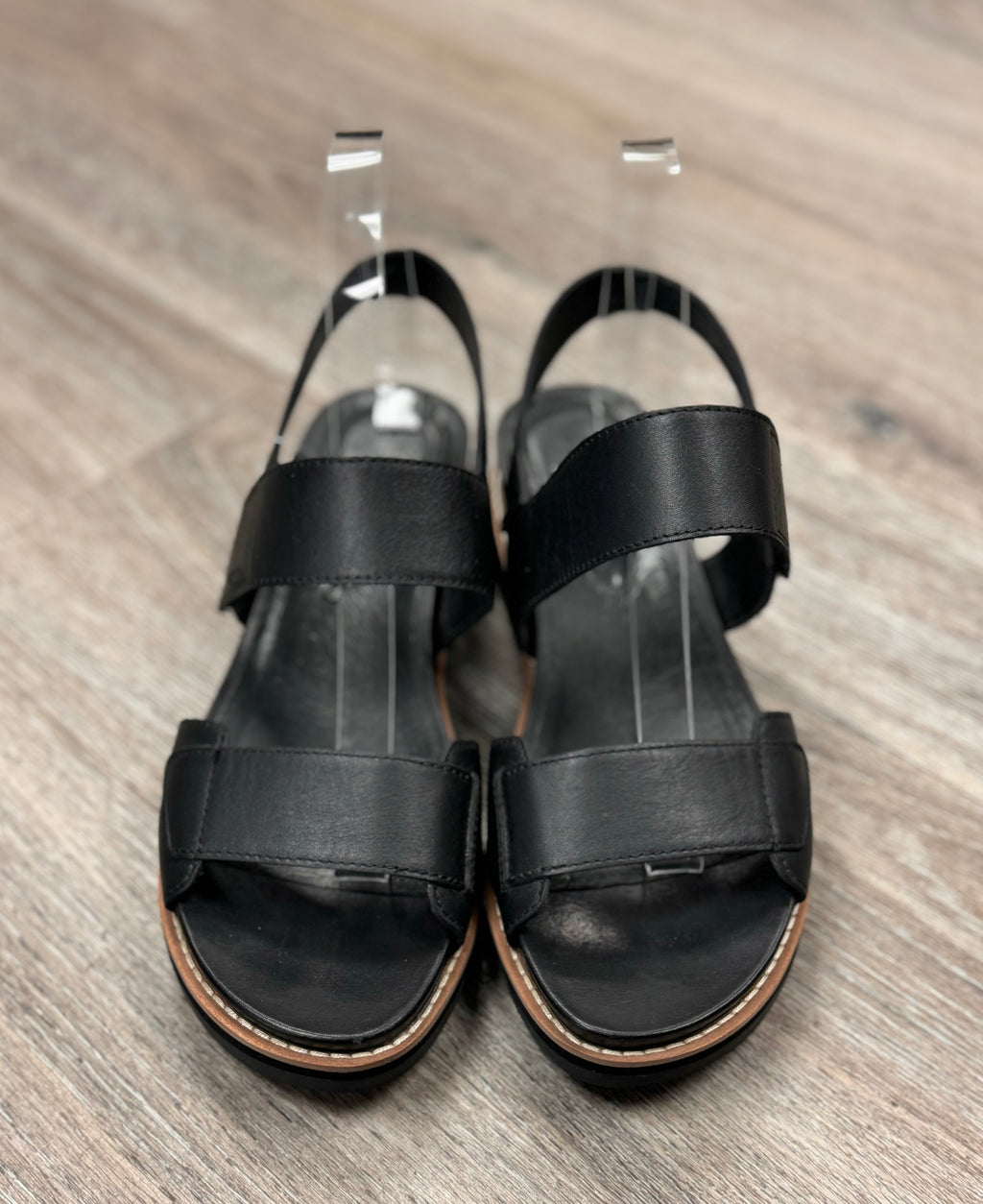 EILEEN FISHER Black Slingback Leather Sandals Sz. 8