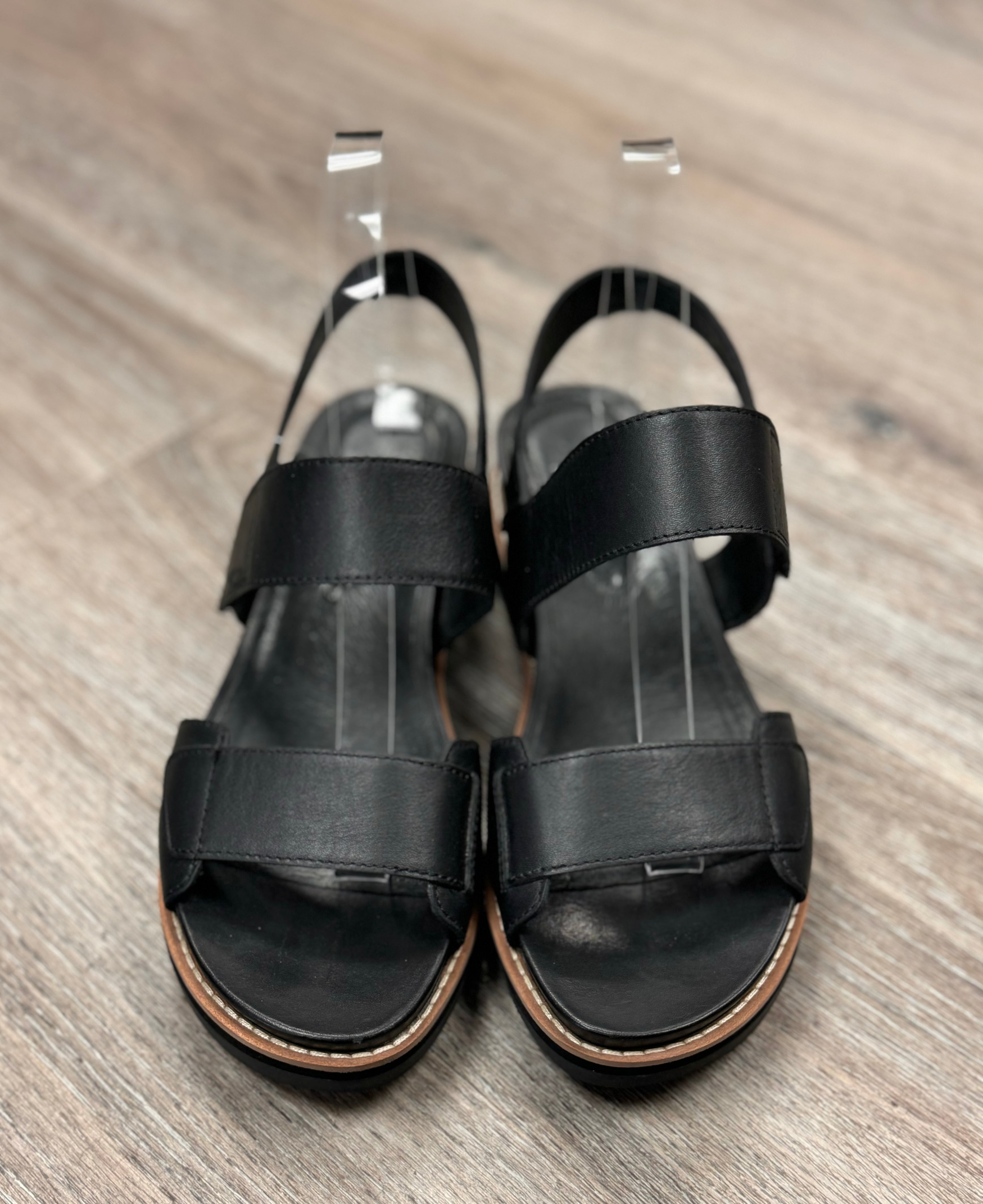 EILEEN FISHER Black Slingback Leather Sandals Sz. 8