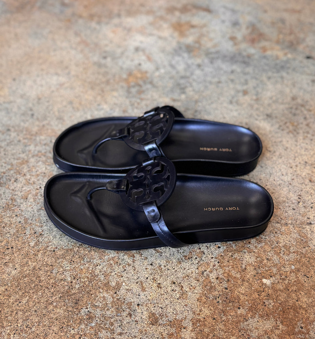 TORY BURCH Black Miller Cloud Thong Sandal Sz. 10
