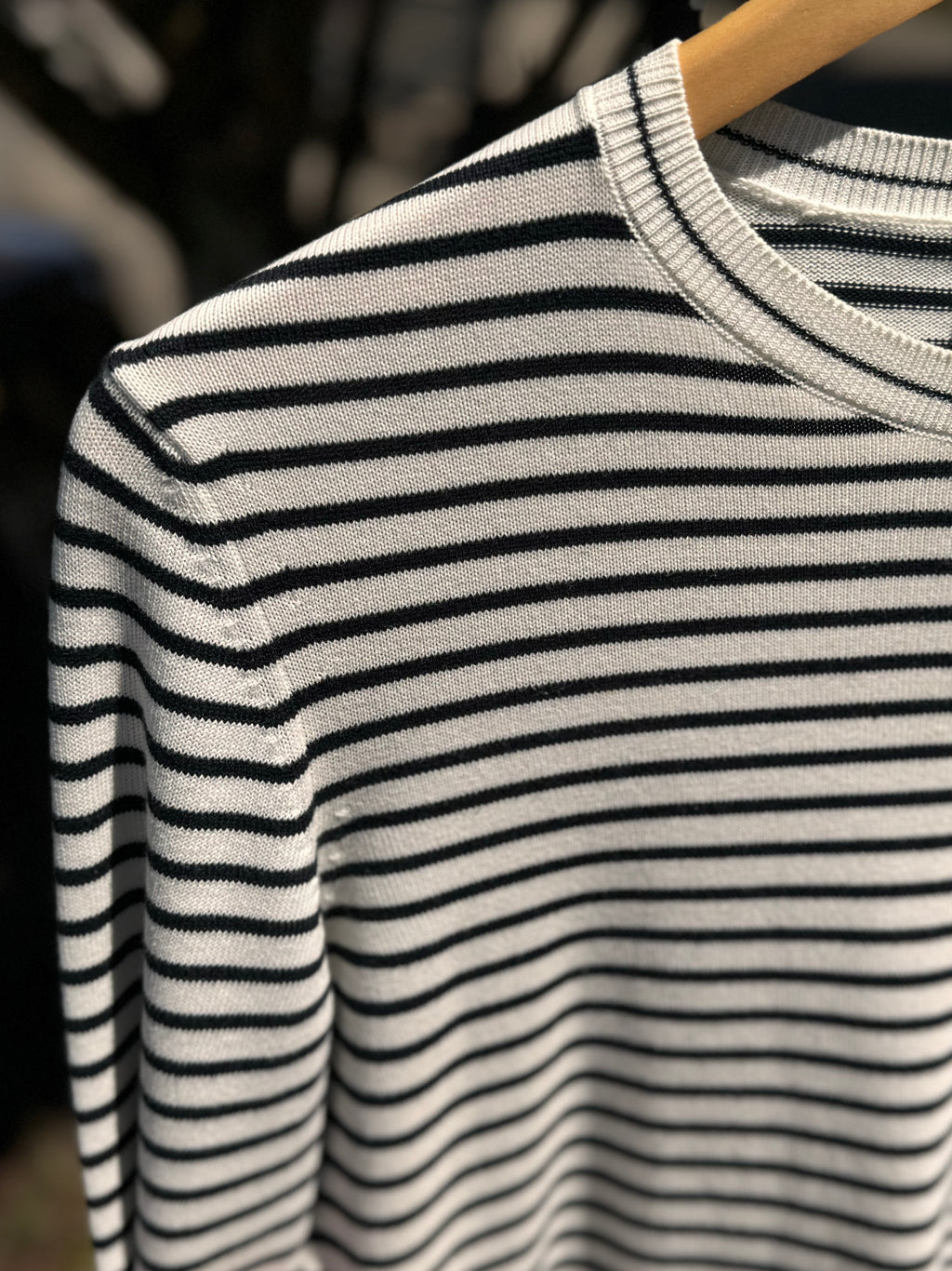 MONCLER White & Black Stripped Cotton Long Sleeve Shirt Small