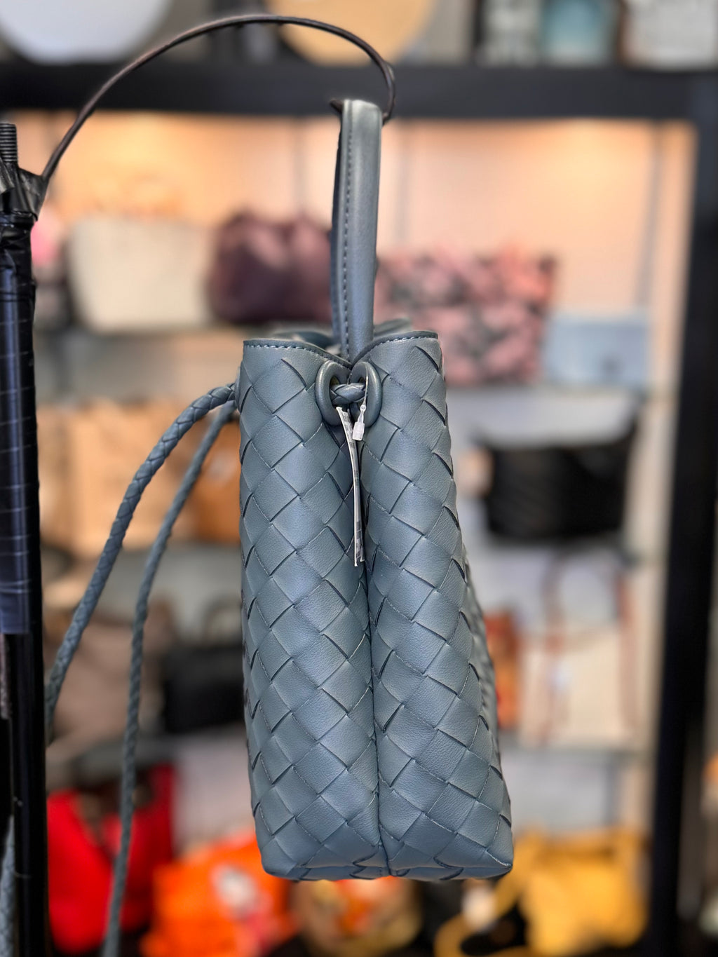 TIFFANY & FRED Blue Woven Leather Mini Top Handle Bag