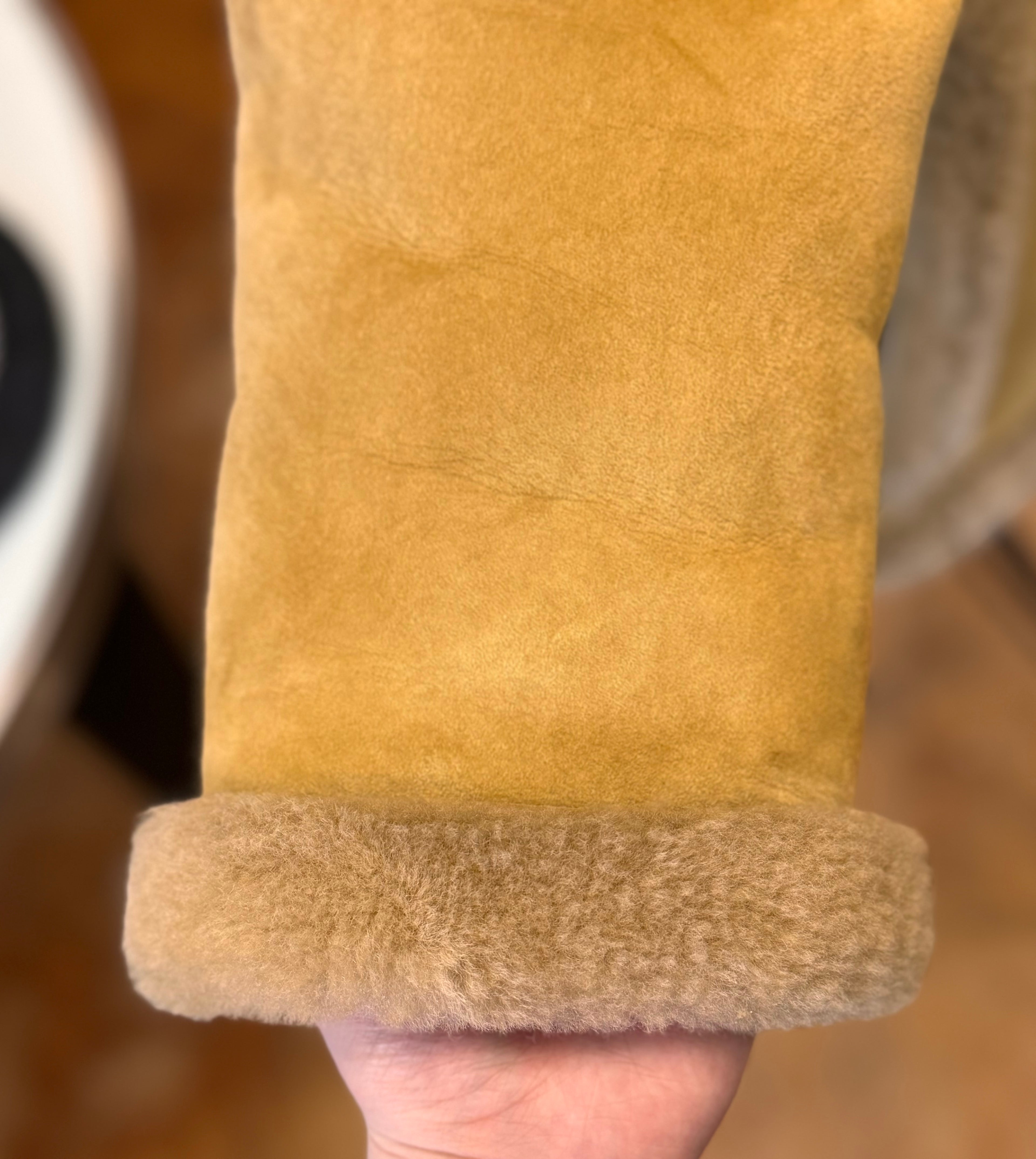 SOLD! KNIGHT TAILORS Suede & Wool Shearling Hand Crafted Coat Sz. 10