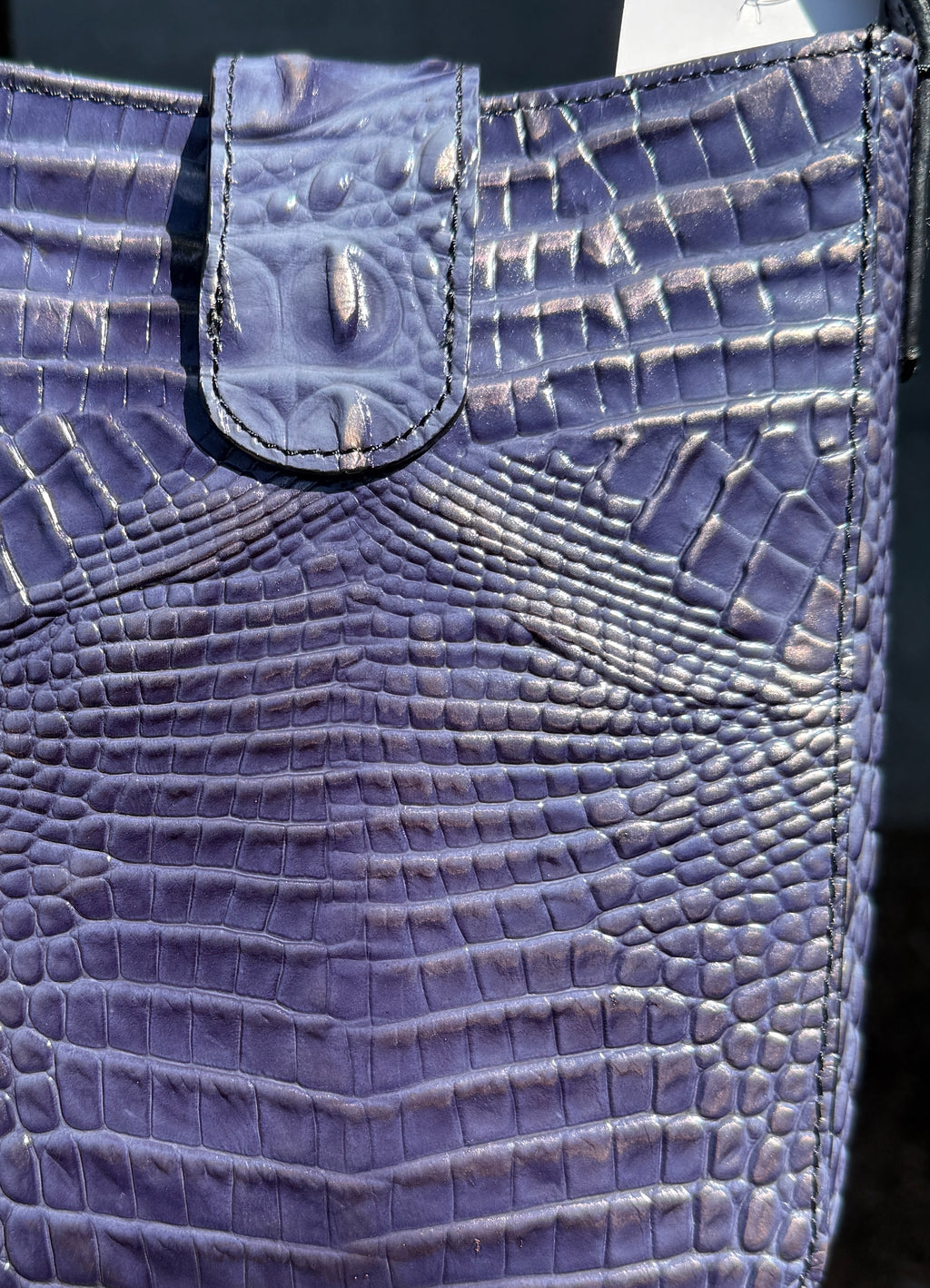 BRAHMIN Blue Marley Croc Embossed Leather Bag