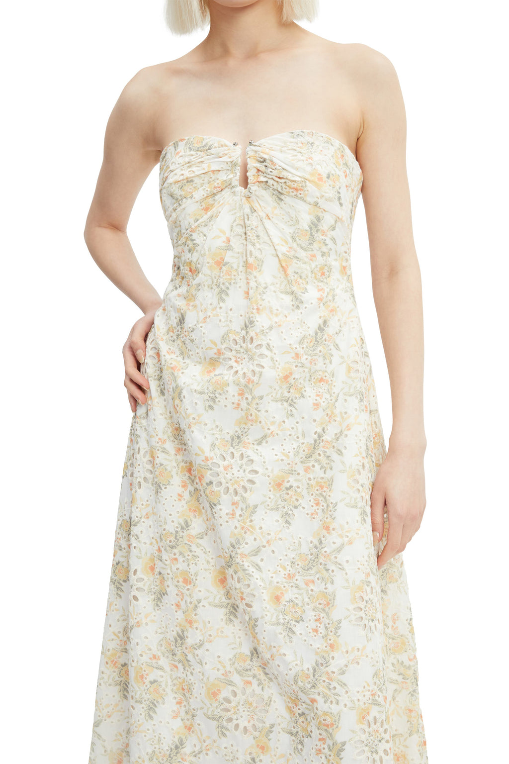BARDOT White & Yellow Floral Lora Broderie Maxi Dress Sz. 12