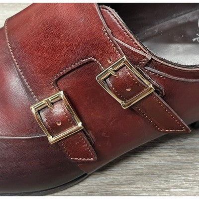 Santoni 9 Brown Men's Leather Double Monk Strap Buckle Shoes Sz. 9