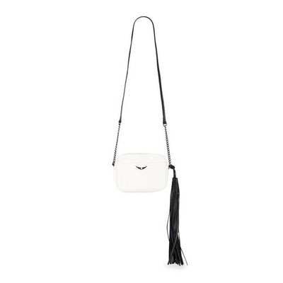 SOLD! ZADIG & VOLTAIRE Cream Boxy Wings ZV Crossbody Chain Strap Leather Logo Bag
