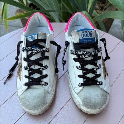 GOLDEN GOOSE Mesh Iconic Leopard SUPER-STAR Leather Low-Top Sneaker Sz. 36/6