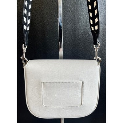 MULBERRY White & Black Leather Darley Small Satchel Crossbody Turn Lock Bag