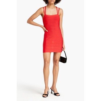 HERVE LEGER Coral Poppy Red Bandage Mini Sleeveless Dress New w/tags Sz. 6