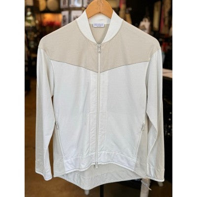 BRUNELLO CUCINELLI Tan & White Color Block Zip Up Monilli - XS