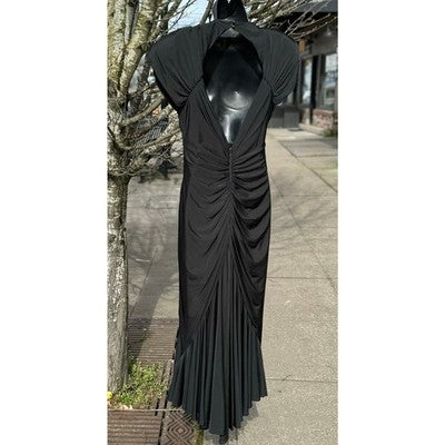 Vintage 80’s CASADEI Black Sequined Draped Rouched Cocktail Dress - Small/Medium