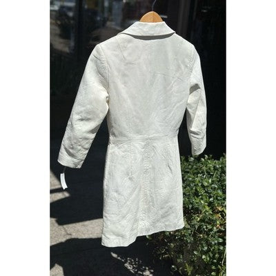 retrofete White Vtg. Lambskin Leather Willa Ruched Assym. Button Mini Dress - X-Small