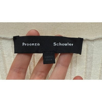 PROENZA SCHOULER Navy & Cream Striped Wool Silk Cashmere Blend - Medium