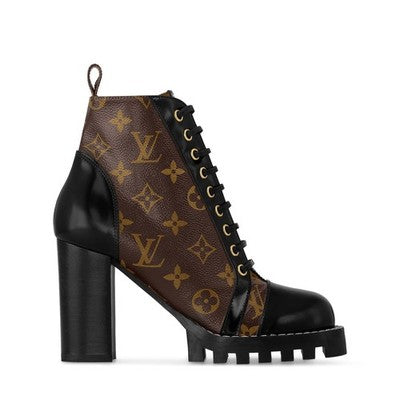 SOLD! LOUIS VUITTON Patent Monogram Canvas Star Trail Zip Lace Ankle Boots w/Box Sz. 39