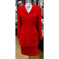 Vintage 90’s CHANEL Boutique Knit Professional Red Skirt Suit Sz. 40