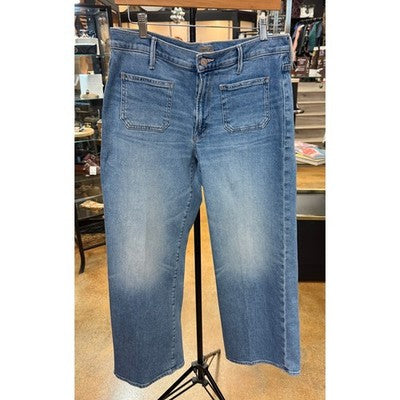 SOLD! MOTHER Blue Patch Pocket Maven Denim Wide Leg Mid Rise Ankle Jeans Sz. 31