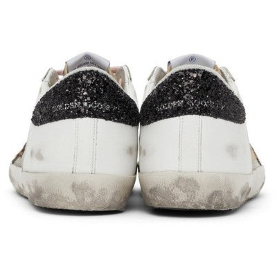 GOLDEN GOOSE White Superstar Leopard Horsy Star Glitter Heel Shoes w/Box Sz. 36